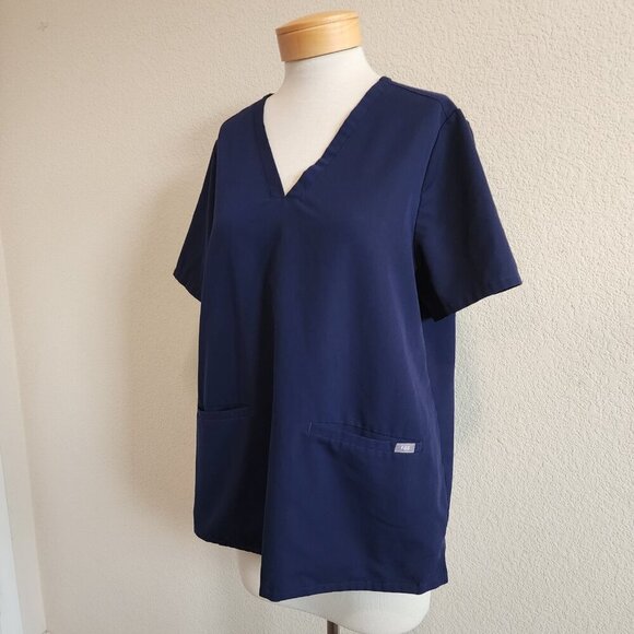 Figs Casma Three-Pocket Scrub Top Navy Blue V Neck Technical Collection XL - Picture 3 of 10